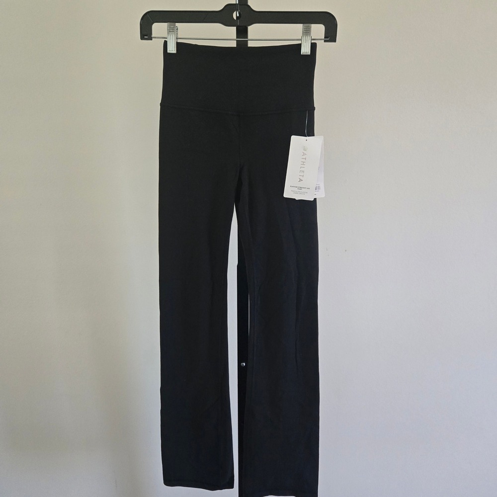 Athleta Elation Straight Leg Pant Black High Rise Yoga Activewear XXS 981680 New